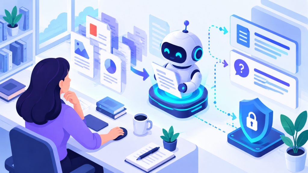 Editorial illustration representing AI PDF assistants