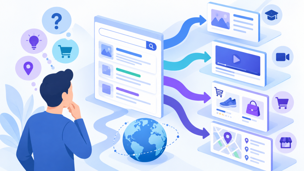 Editorial illustration representing search intent
