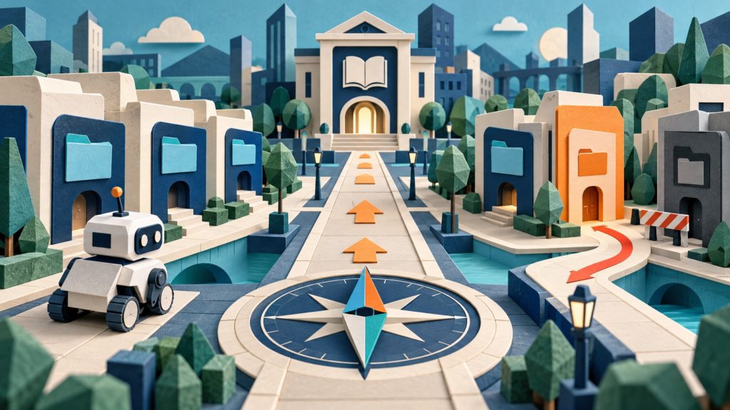 Organized website paths guiding visitors and a search crawler toward clear page destinations