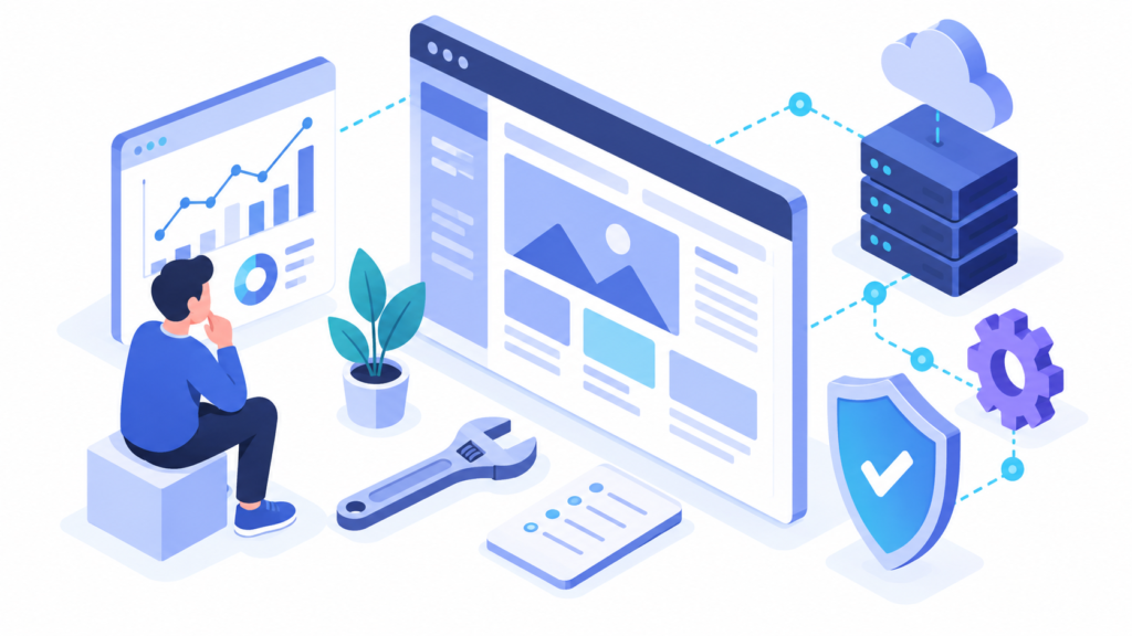 Editorial illustration representing WordPress analytics