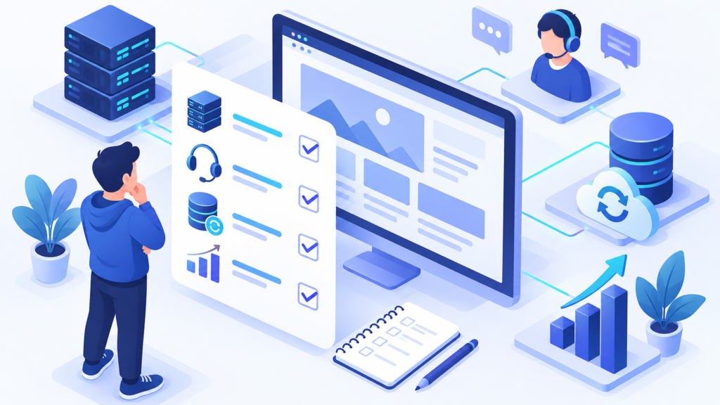 Editorial illustration representing WordPress hosting
