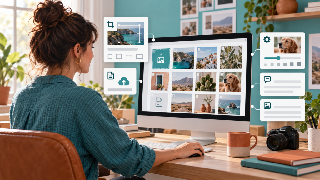 Content manager organizing and optimizing images in a media library