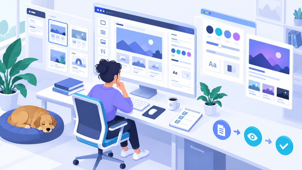 Editorial illustration representing the WordPress Site Editor
