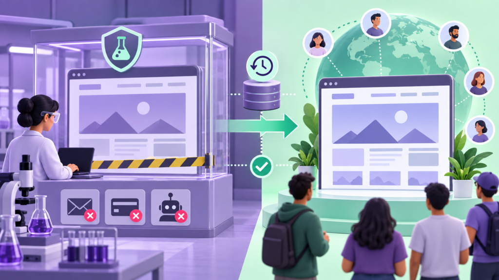 Website owner testing changes safely on a protected WordPress staging site